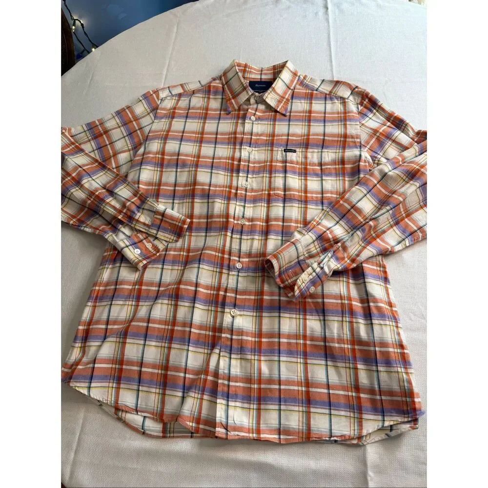 Faconnable Club Plaid Long Sleeve Button Down Shirt Men’s Size XL